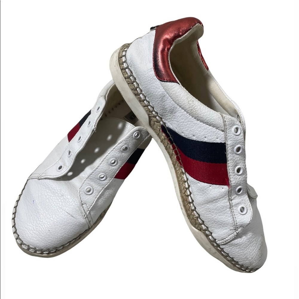 Steve Madden White w/ Red & Blue Stripe Lex Espadrille Sneakers/ 8M